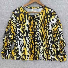 Mila & Milan Jacket Womens Medium Black Yellow Animal Print Leopard Zip Up