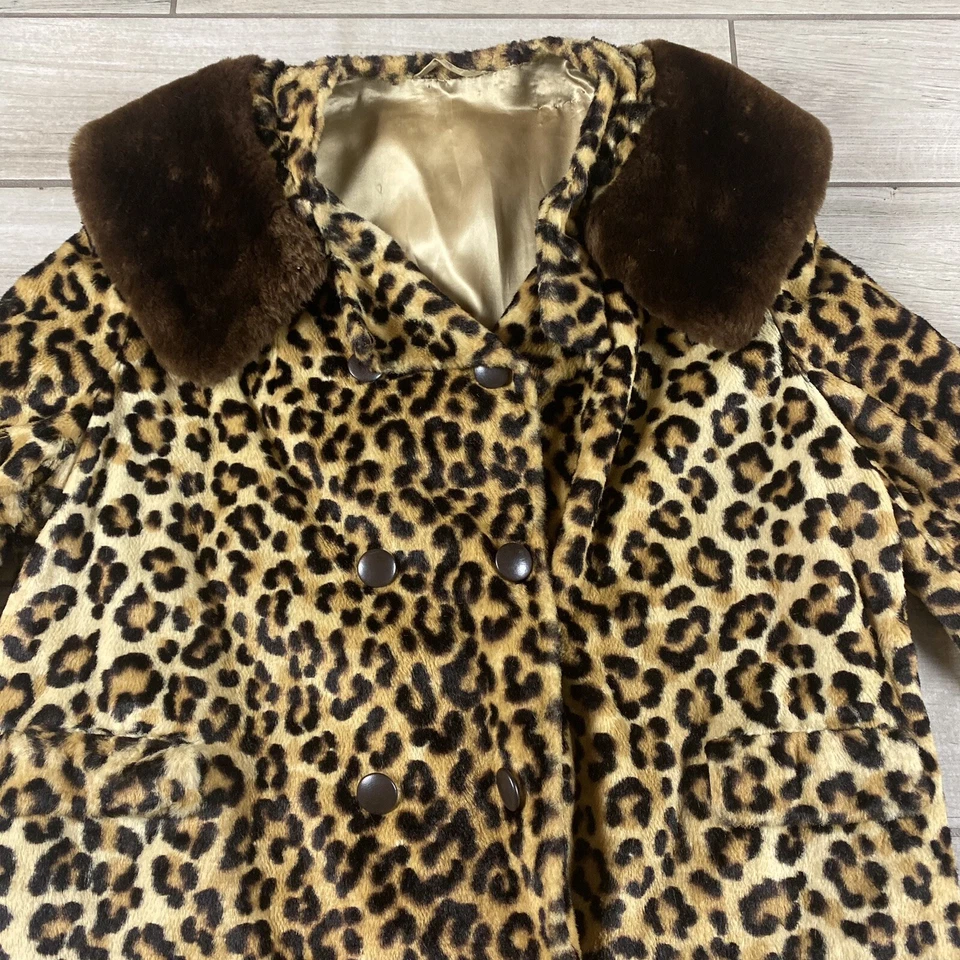 Chaqueta de piel sintética laminada vintage 1960 original Walter Girmes moltofur leopardo Foto 3 de 4