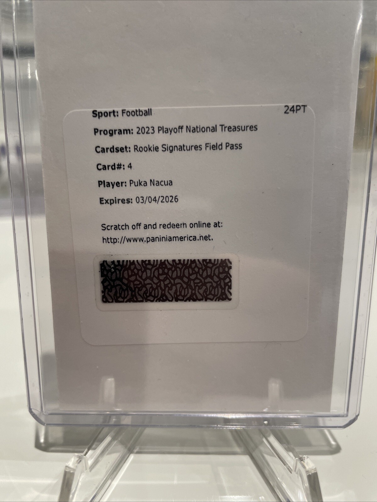 2023 NATIONAL TREASURES #4 PUKA NACUA ROOKIE SIGNATURES FIELD PASS AUTO 🔥🔥🔥