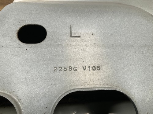 Silver 13-18 RAM 1500 front left driver frame apron radiator support with black circular opening and engraved text.