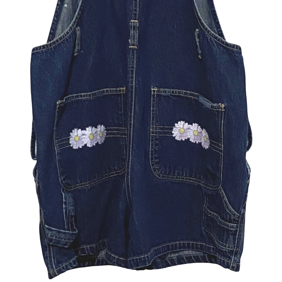 Route 66 Womens Shortalls S Blue Jean Denim Boho Hippie Floral Granola Girl - Image 4 of 4