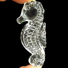 3pcs Carved White Crystal Sea Horse Pendant Bead 59x23x10mm