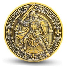 Knight's Valor Christian Challenge Coin with Inspirational Creed