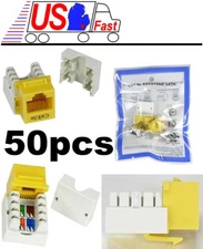 Lot50pcs/pack Cat5e RJ45 Keystone Network 10/100/1000 Jack/Port 110Punch {YELLOW