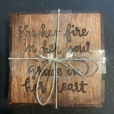 Set Of 4 Wooden Coasters Brand NEW