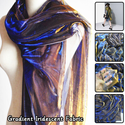 Laser Magic Gradient Color Mesh Fabric Wedding Dress Cosplay Texture Yarn US
