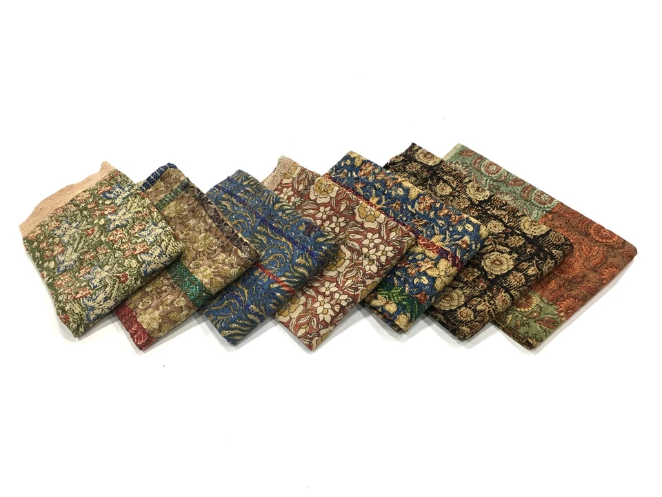 Venta al por mayor Lote de mantas estampadas Bagru hechas a mano edredón Kantha de tela de algodón vintage Foto 3 de 4