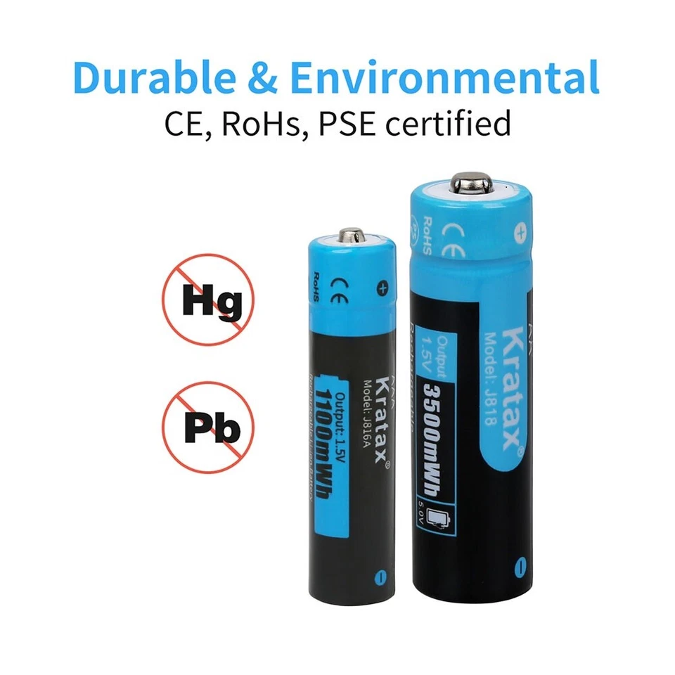 Kratax Lithium-Ioen AA AAA Rechargeable Battery 1.5V AA AAA Rechargeable Batteries - Image 3 of 4
