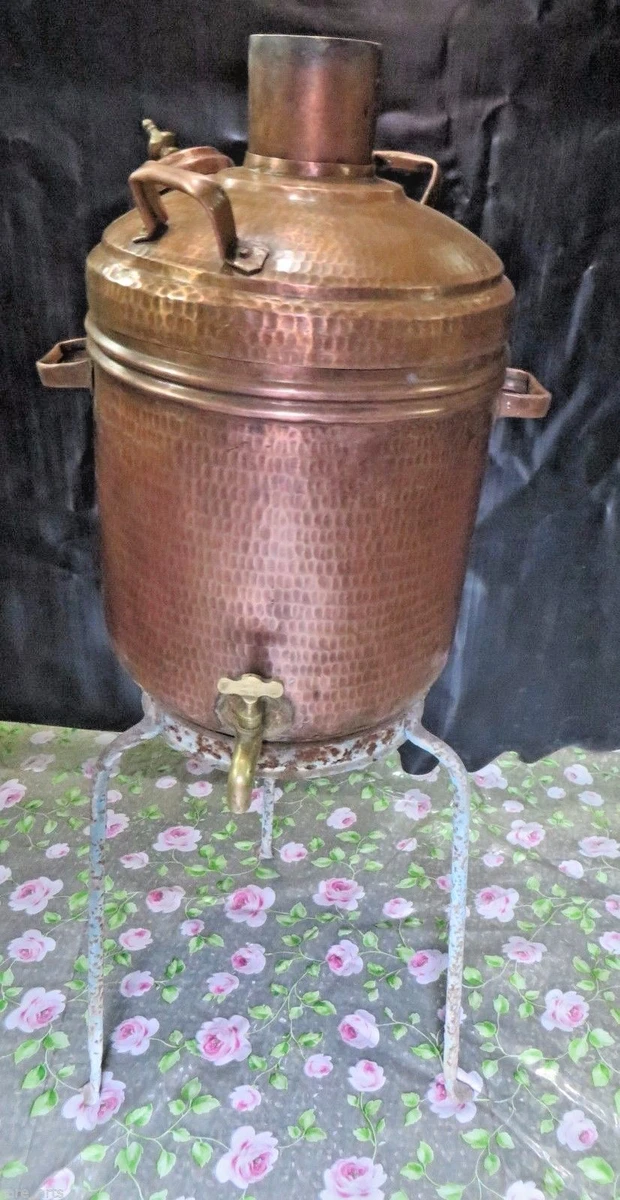 ANTIQUE WATER BOILING POT HAMMERED COPPER SPOUT FIRE PIT HEATER COAL WOOD  FUEL | eBay