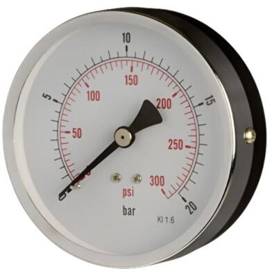 DRUCKMESSGERÄT - 63mm ZIFFERBLATT - 1/4'' MITTIGER HINTERER EINSTIEG