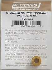 76235 REDDING TITANIUM NITRIDE .235 NECK SIZE BUSHING - BRAND NEW - FREE SHIP