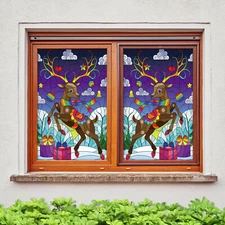3D Color Fawn ZHUA734 Window Film Print Sticker Cling Stained Glass UV