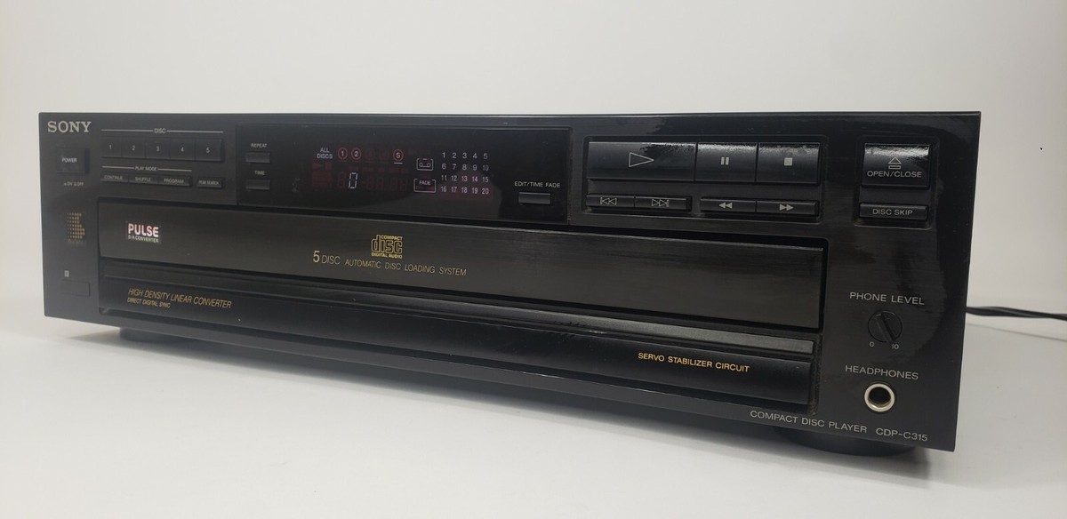 Vintage Sony 5 Disc CD Player Changer CDP-C315 NO REMOTE Tested
