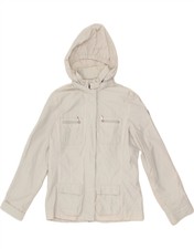 Sergio Tacchini Womens Hooded Rain Jacket It 44 Medium Grey Cotton Nc17