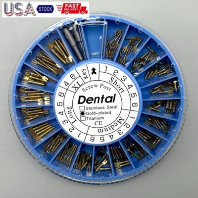 Dental Root Canal Pin Conical Screws Endodontic Posts Core Crown Repair Gold