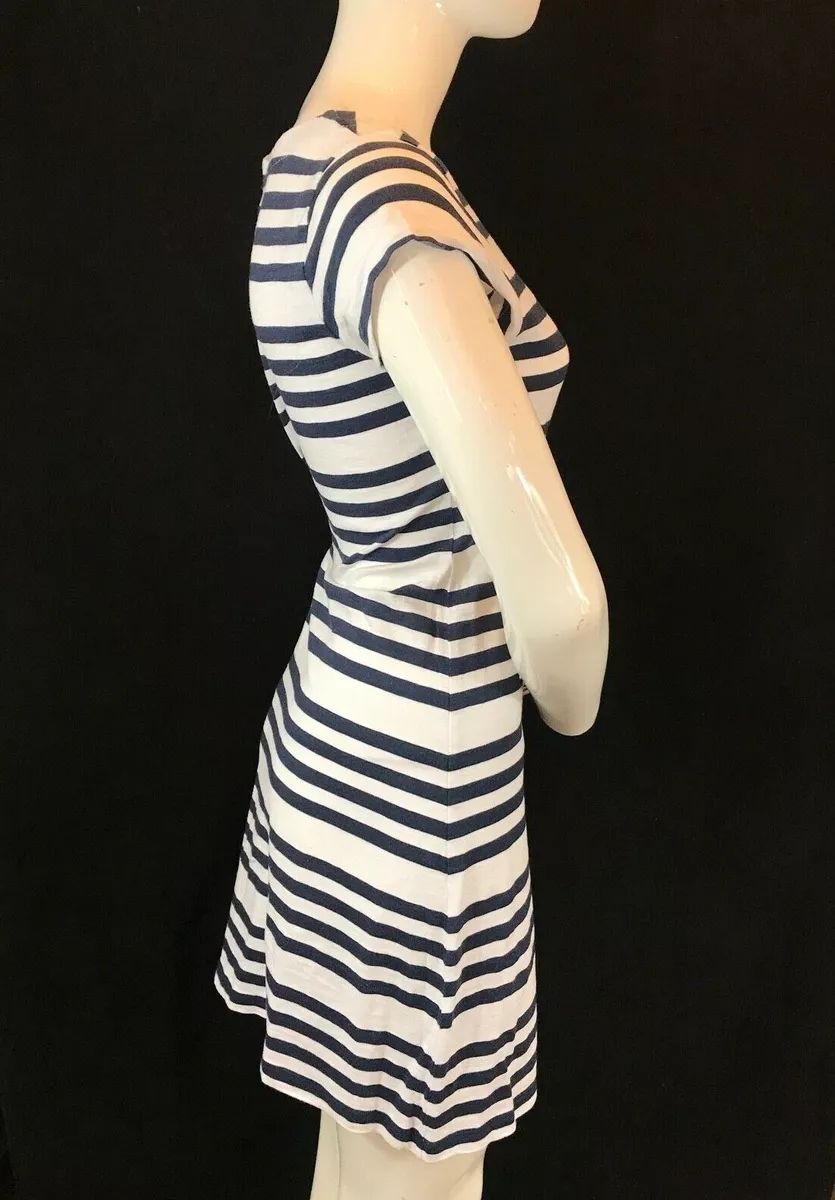 MISTRAL Cap Sleeve Mid Thigh Length Striped Soft Cotton T Shirt