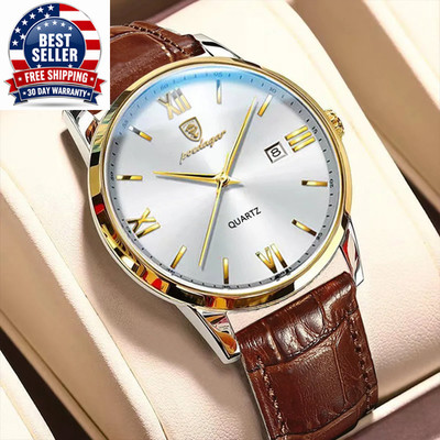 Luxury Business Man Wristwatch Luminous Waterproof Date Leather Men'S Watch Fash
