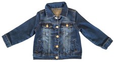 Wonder Nation Denim Jacket 3T Girls Dark Wash Button-Up Pockets Cotton