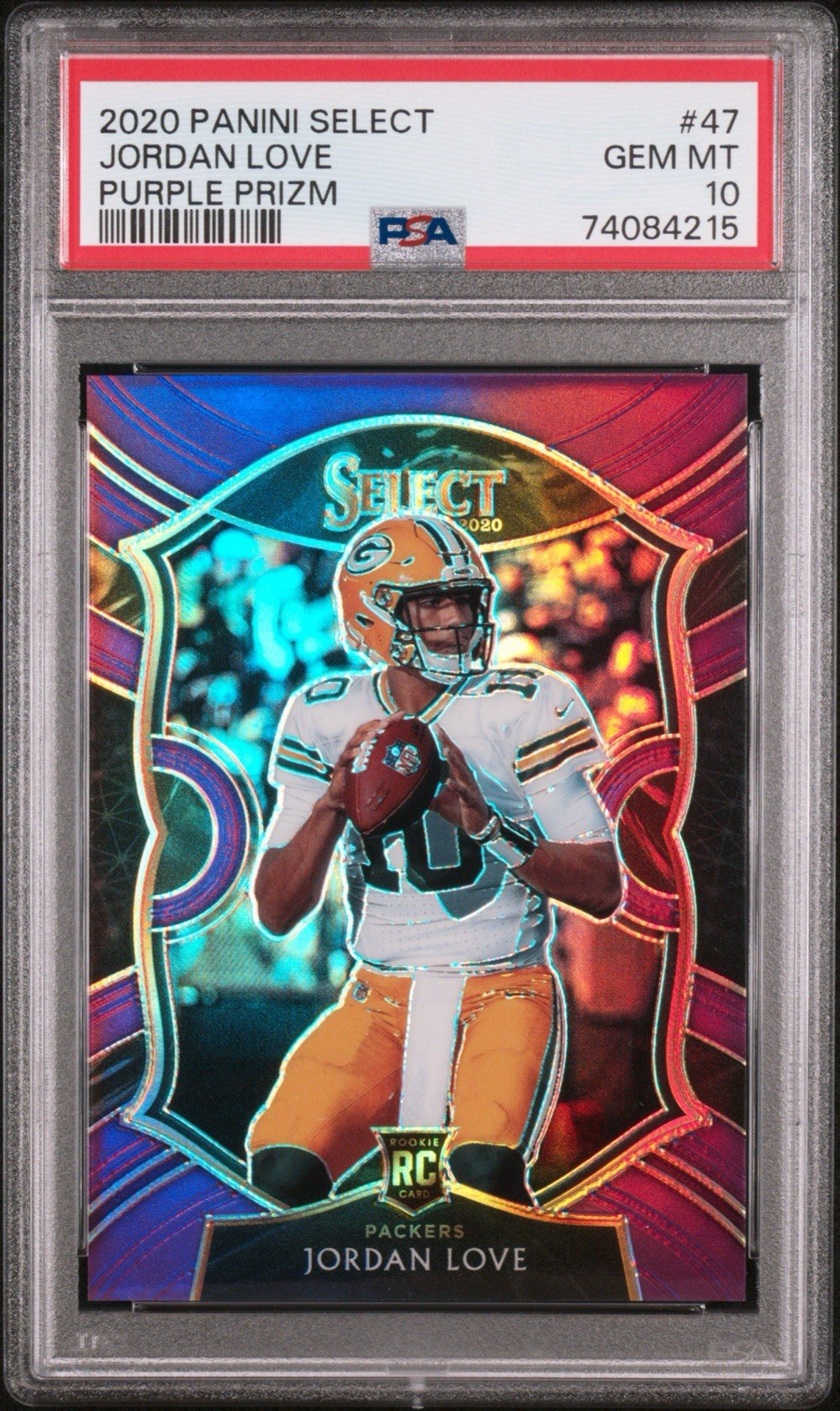 2020 JORDAN LOVE PANINI SELECT CONCOURSE PURPLE /75 ROOKIE RC PSA 10 GEM MINT