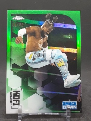 KOFI KINGSTON 2021 TOPPS CHROME WWE GREEN REFRACTOR /99 HY4
