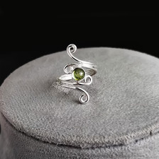 Handmade Peridot Ring, 925 Sterling Silver Round Gemstone Ring All Size R385