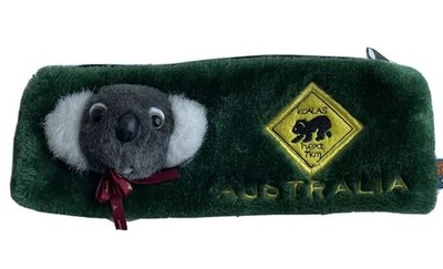 Koala Australia Zippered Pencil Case Purse Furry Souvenir Happy Memories Plush