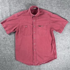 Vintage Carhartt Shirt Mens M Red Rugged Flex Relaxed Fit Button Down Outdoor