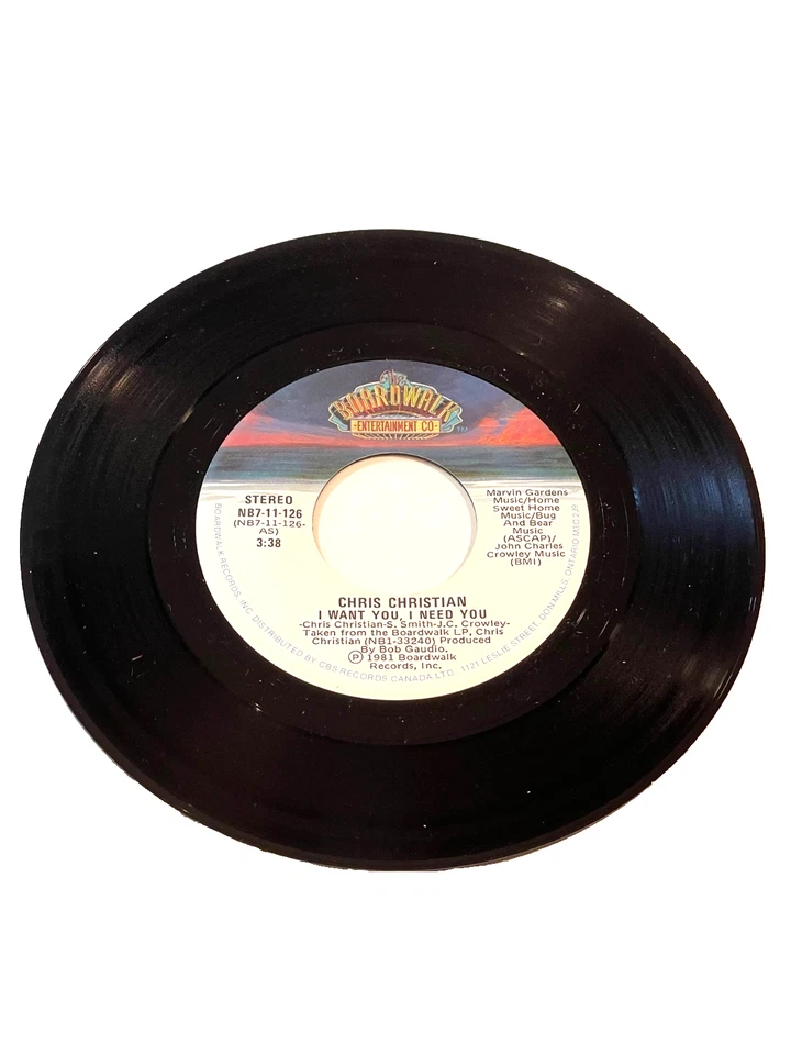 Chris Christian- I want you, I need you & I don't believe you 7" 45 RPM (#148) - Image 2 of 3
