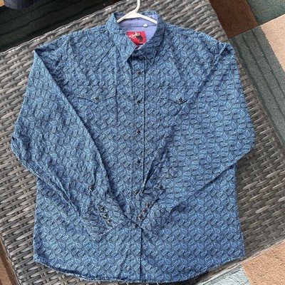 Rodeo Clothing Company RCCO Paisley Blue Black Snap Shirt Western Cowboy  XXL
