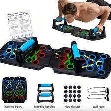 Foldable Push Up Board with Resistance Bands Home Gym Workout Trainer