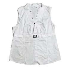 Cato White Sleeveless Button-Up Utility Vest With Belt Xl