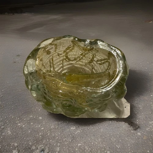 Murano Glass Bowl Ashtray W/ Cigarette Snuffer. Hand Blown Art .