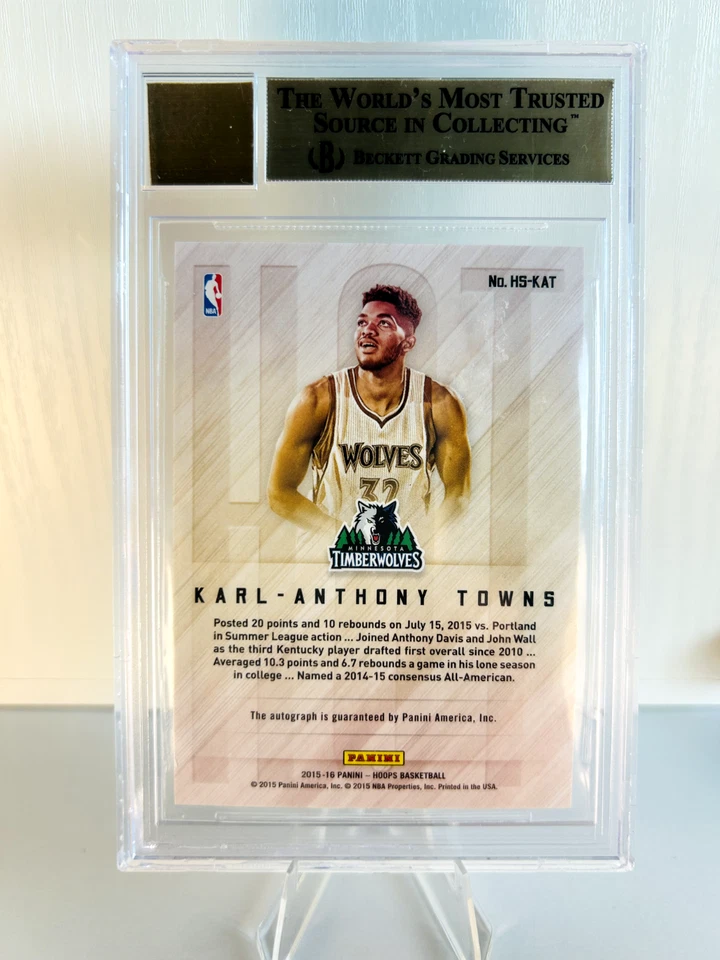 2015-16 NBA Hoops Karl-Anthony Towns - Hot Signatures Rookie Auto BGS 9.5 GEM 🔥 - Image 2 of 2