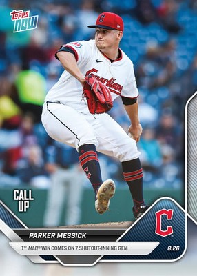 Parker Messick Guardians Call-Up 1st Win 2025 MLB Topps NOW Card