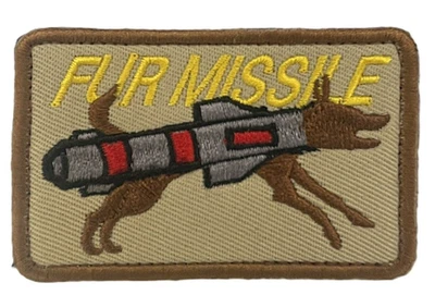 GAUGEUSA Embroidered Tactical Fur Missile Funny Morale Hook and Loop Patch for Dogs K-9