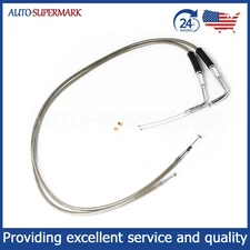 For Harley Davidson 42" 56579-02A Stainless Steel Throttle and Idle Cable Set