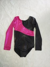 Kid Gymnastic Ballet Dance Sparkly Leotard Size Medium Black/Pink Tag out