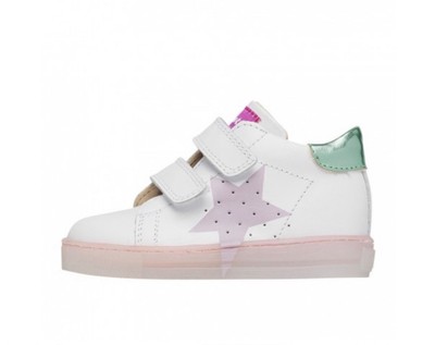 FALCOTTO VENUS VL - Leather sneakers with maxi colored star - White-Pink - Sz 6