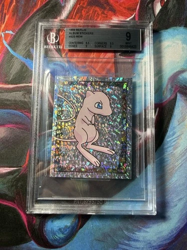 1999 Merlin Pokemon Mew Prism Sticker #S23 Bgs 9 Mint Vintage