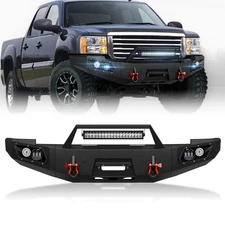 Front Bumper W/ Winch Plate & Sensor Holes For 2007-2013 GMC Sierra 1500 Pickup