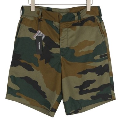 Diesel P-Berti-C Herren Shorts W31 Tarnfarben Reißverschluss Fly Utility Taschen
