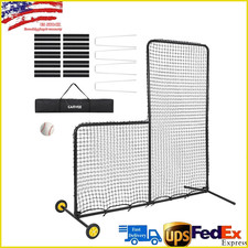 L Screen Baseball Pitching Net for Batting Cage 7x7 ft Pitching Baseball Net New