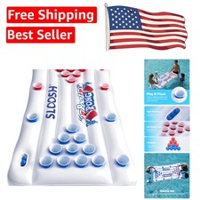 Inflatable Pool Pong Set - 6x3 FT Party Float with 10 Pong Balls for Fun