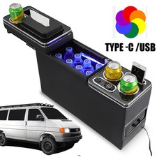 Centre Console Storage Armrest Box 7 color LED For VW T4 T5 Opel Toyota Camper