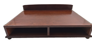 The Bombay Company Wooden Desk Organizer Curved Glass Side Panels 15"x11"4.5"