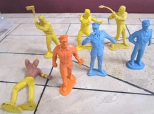 7 Auburn rubber  2-3/4" lot of people, railroad, lumberjack, police and more 