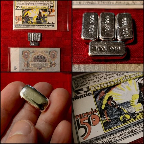 Banknotes & Bullion Bars! 999 XPS SILVER 10g x 4 | Notgeld, CCCP - FREE SHIP