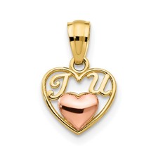 14k Yellow Gold Two-Tone Mini I Love U Pendant