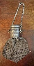 Antique Victorian Sterling Silver Accordion Coin Purse Mesh Chatelaine Gate Top