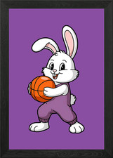 Easter Bunny Plays Framed Wall Art Poster Canvas Print Picture